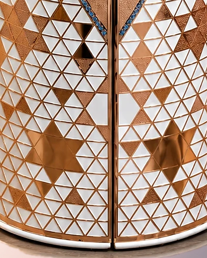 Close-up of the triangle mosaic pattern on the case body